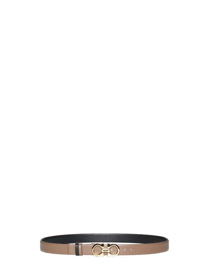 Ferragamo Reversible Leather Gancini Belt — Brown Calf