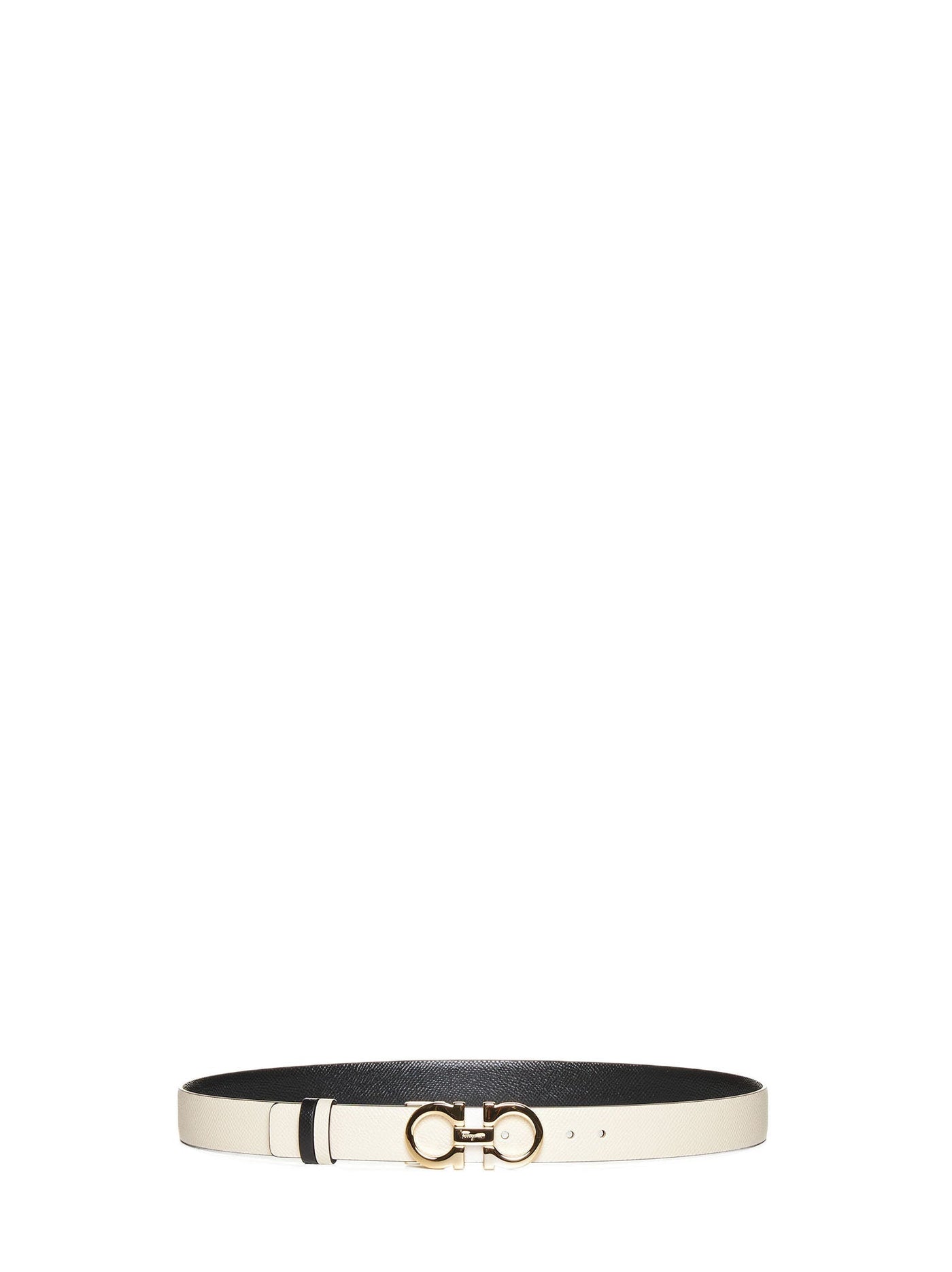 Ferragamo Leather With Logo Buckle Belt — Ivory Calf
