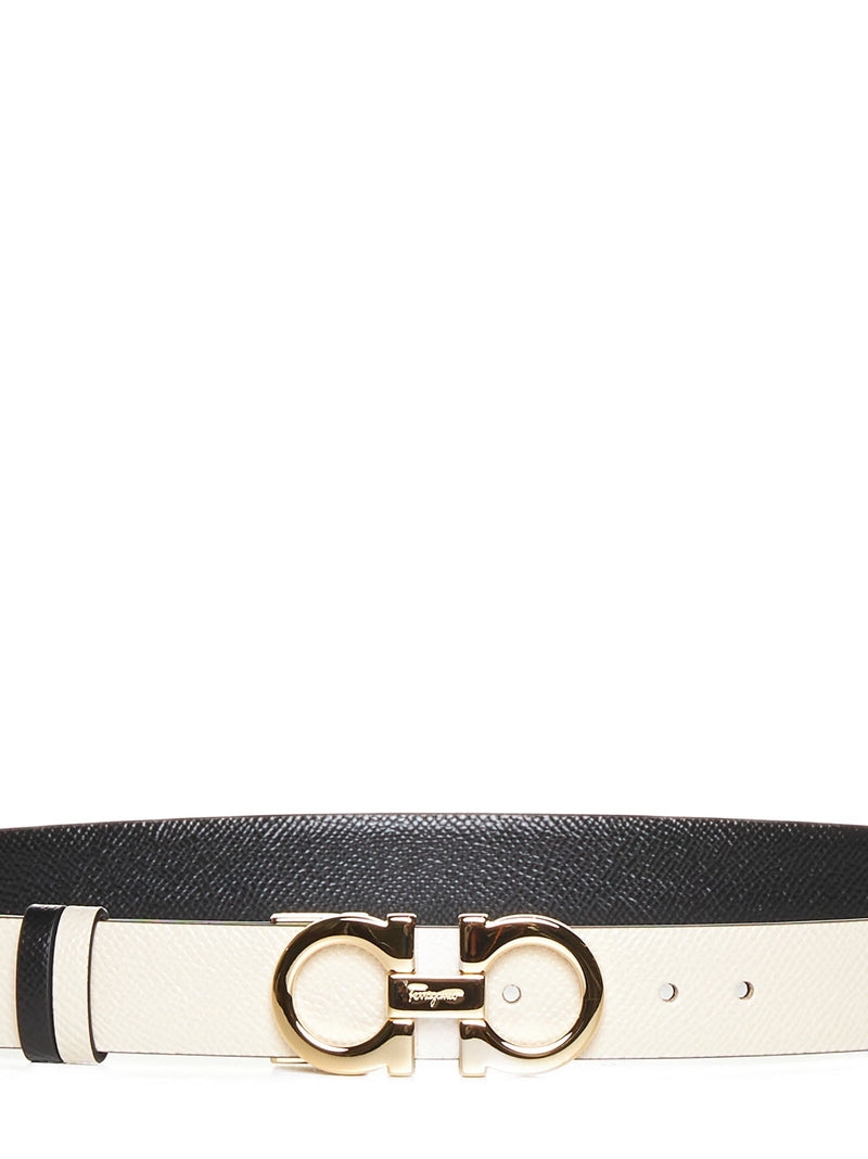 Ferragamo Leather With Logo Buckle Belt — Ivory Calf