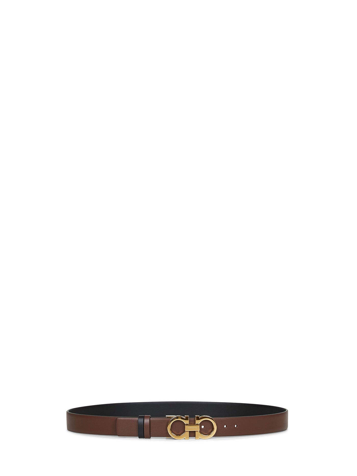 Ferragamo Reversible Hammered Calfskin Belt — Brown Calf Leather