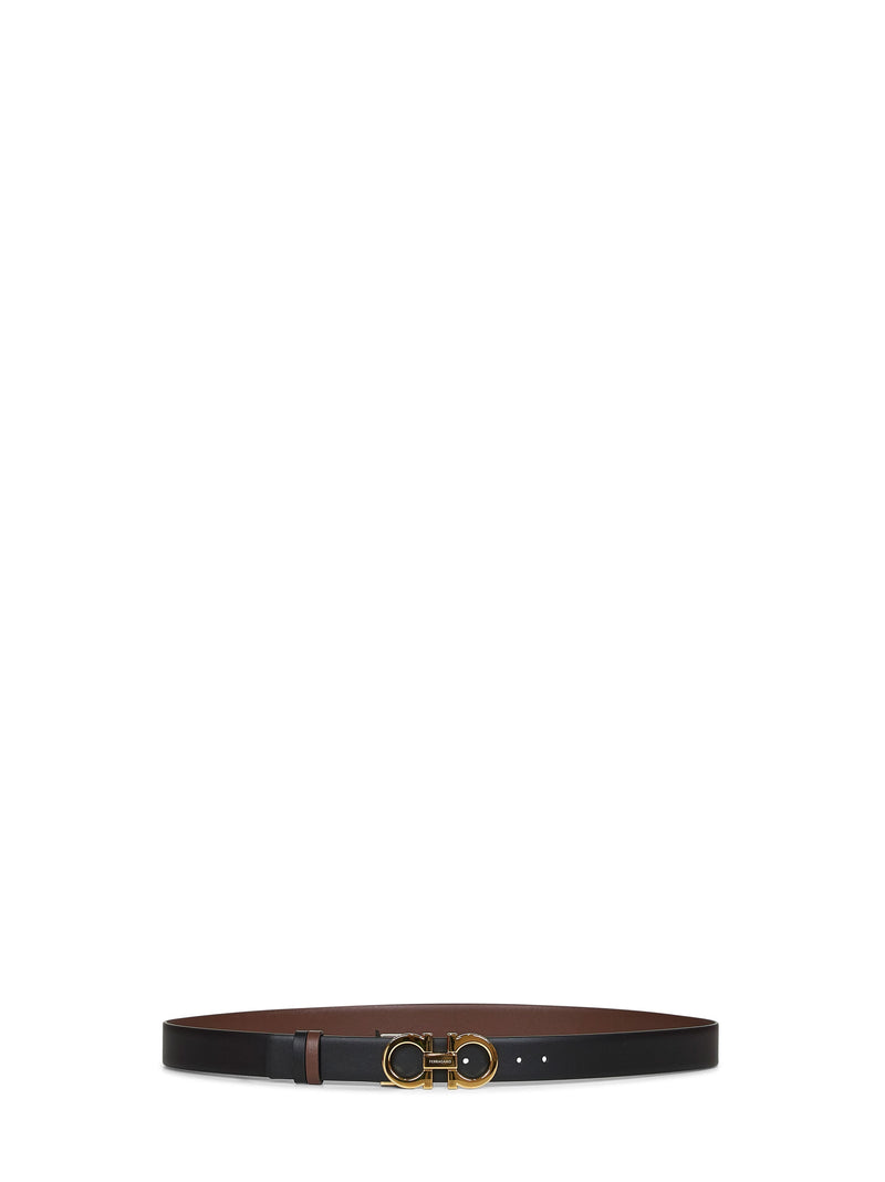 Ferragamo Reversible Hammered Calfskin Belt — Brown Calf Leather