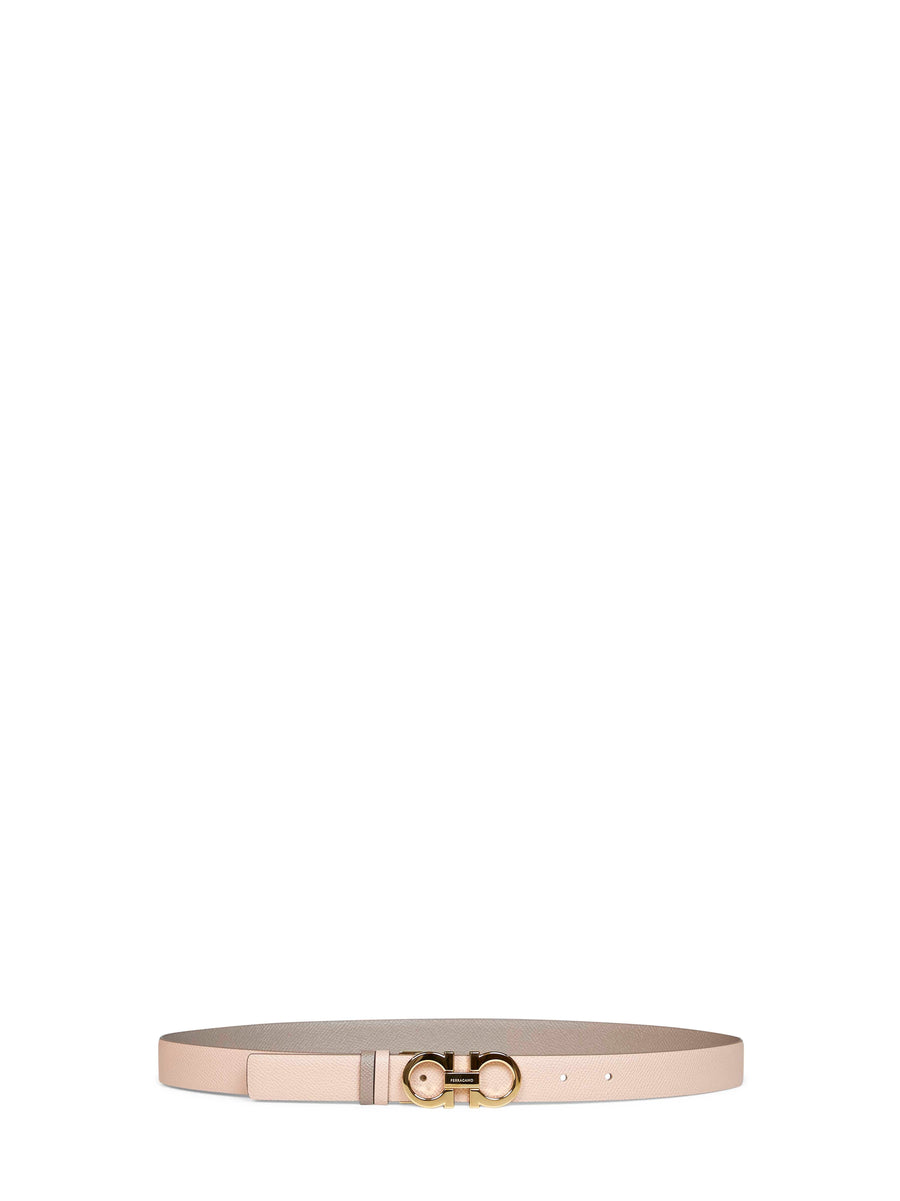 Ferragamo Two-Tone Reversible Leather Belt — Gray Calf