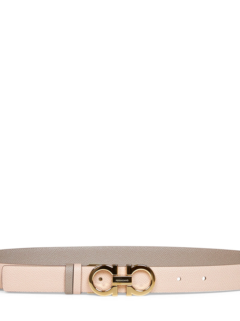 Ferragamo Two-Tone Reversible Leather Belt — Gray Calf