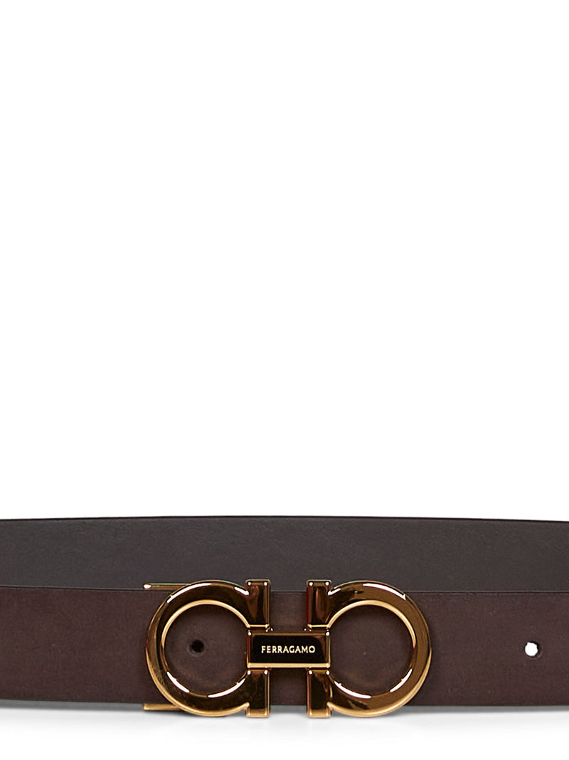 Ferragamo Suede & Calf Leather Belt — Brown