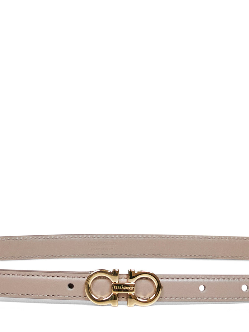 Ferragamo Gancini Belt — Beige Calf Leather