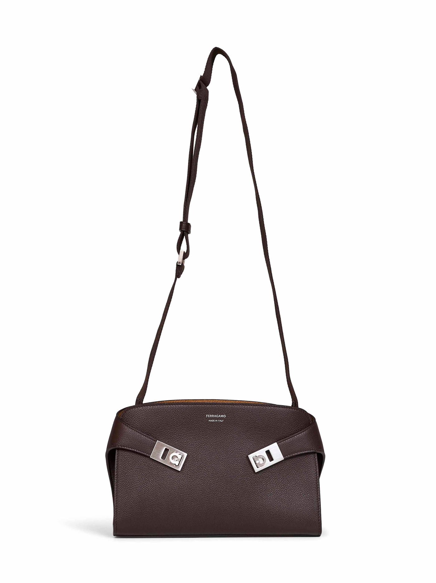 Ferragamo Hug Shoulder Bag — Brown Calf Leather