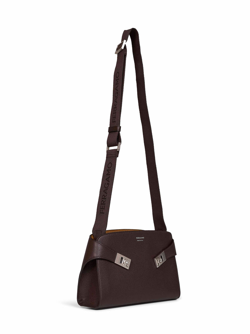 Ferragamo Hug Shoulder Bag — Brown Calf Leather