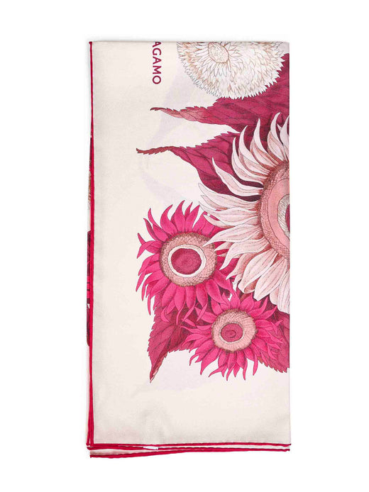 Ferragamo Girasoli Floral Silk Scarf — Ivory Scarfs