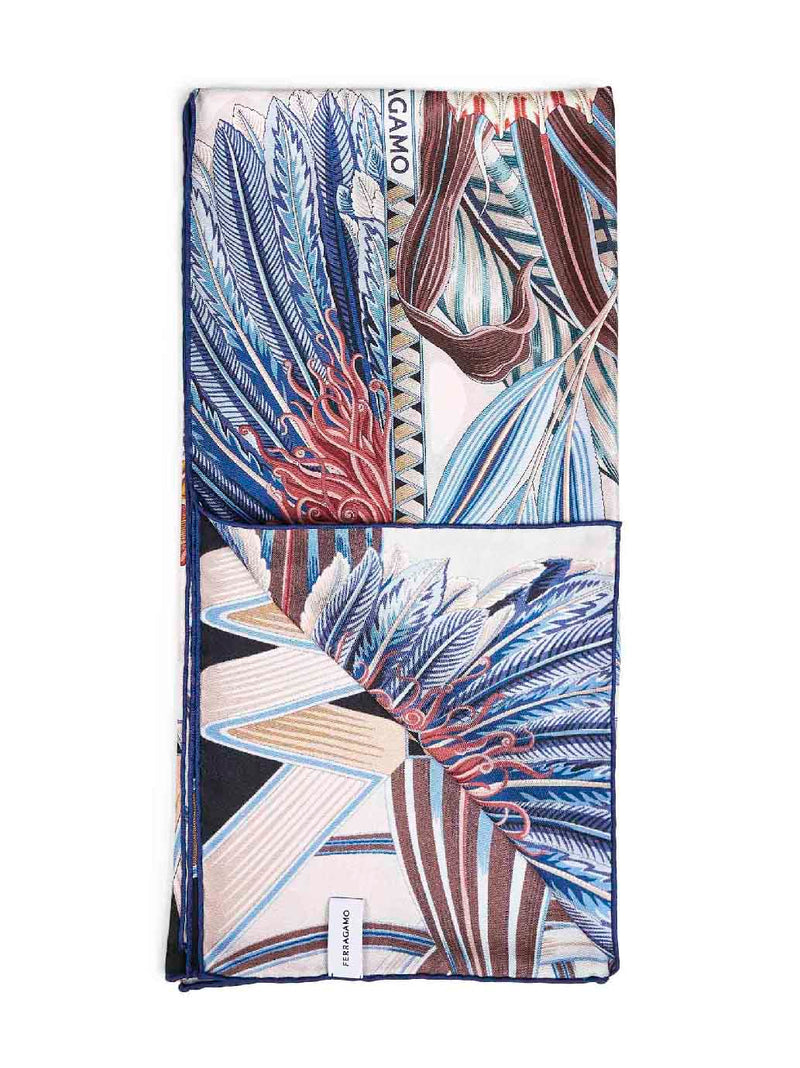 Ferragamo Silk Jacquard Floral & Butterfly Scarf — Multicolor Scarfs
