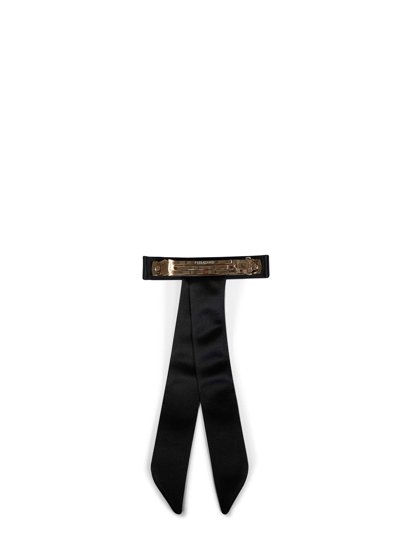 Ferragamo Long Satin Bow Hair Clip — Black Viscose Pins Claws & Clips