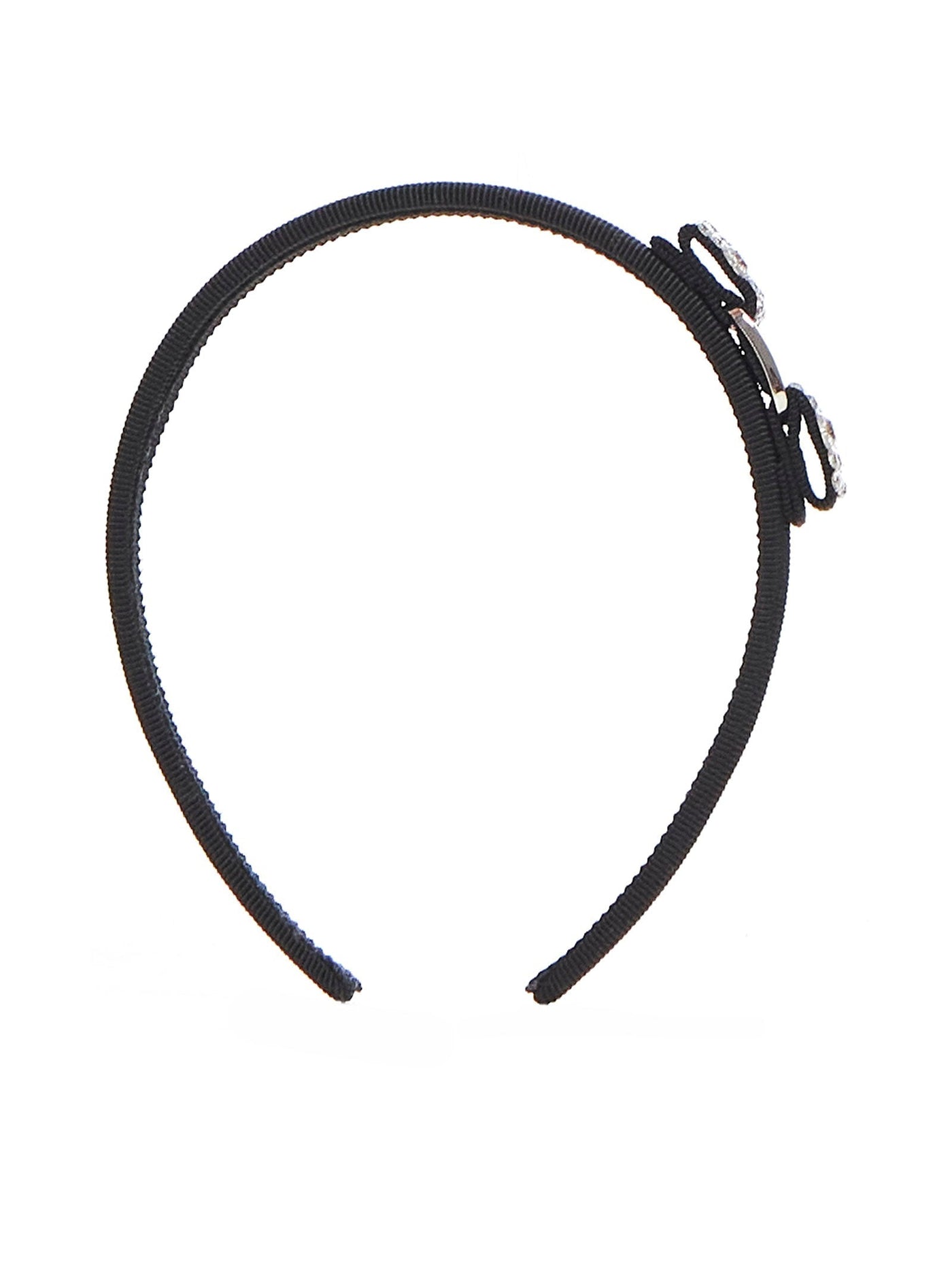 Ferragamo Rhinestone-Embellished Headband — Black Cotton / Viscose Brass Headbands