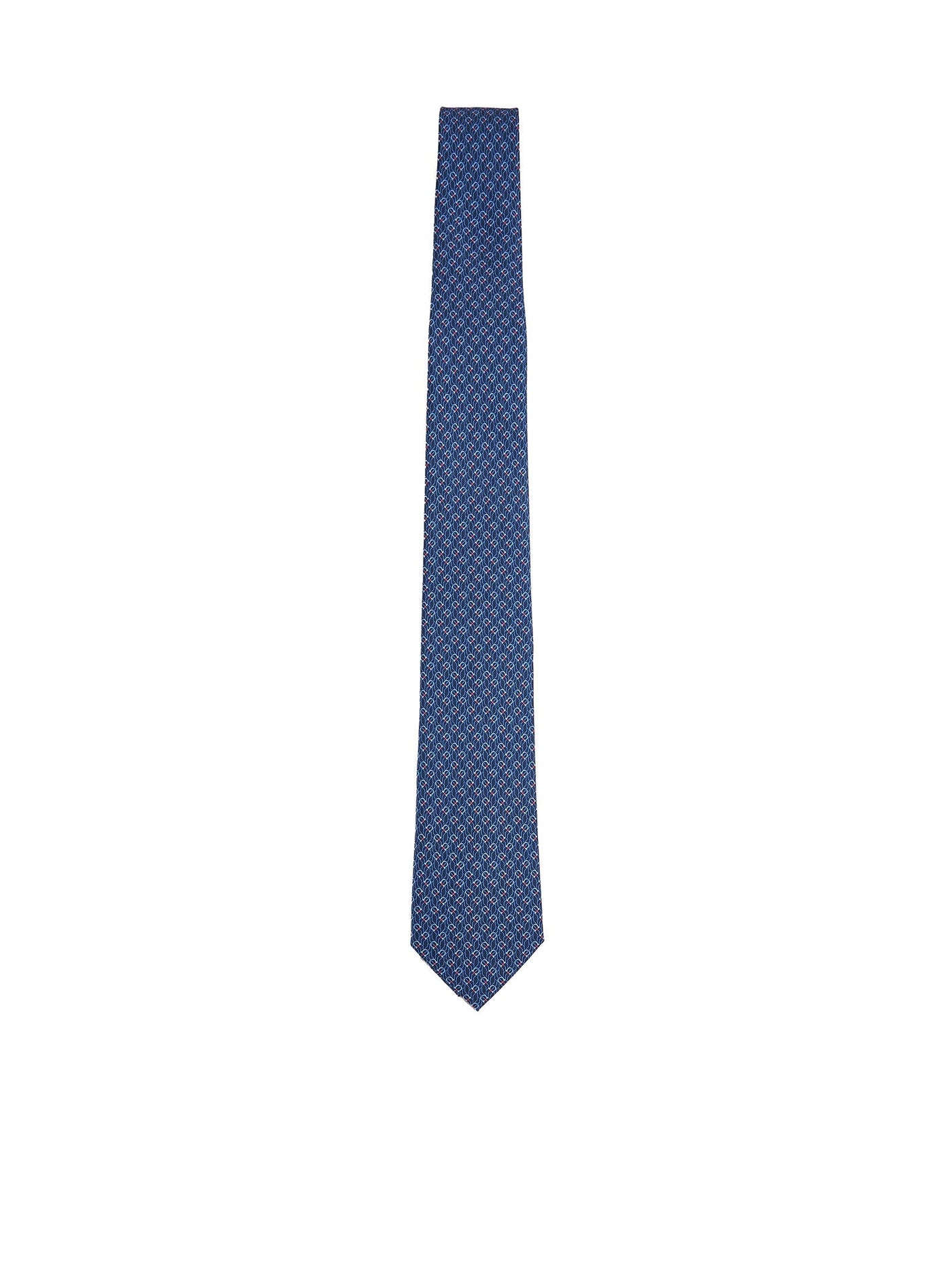 Ferragamo Tetris Motif Silk Necktie — Blue Neckties