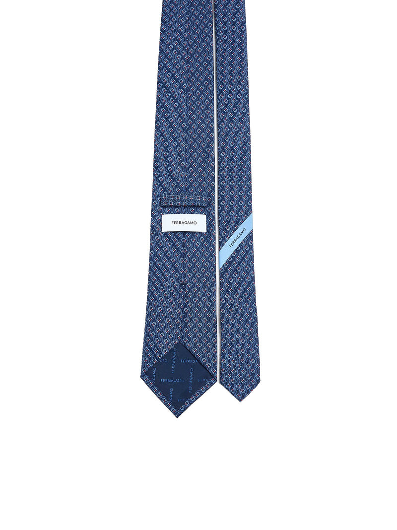 Ferragamo Tetris Motif Silk Necktie — Blue Neckties