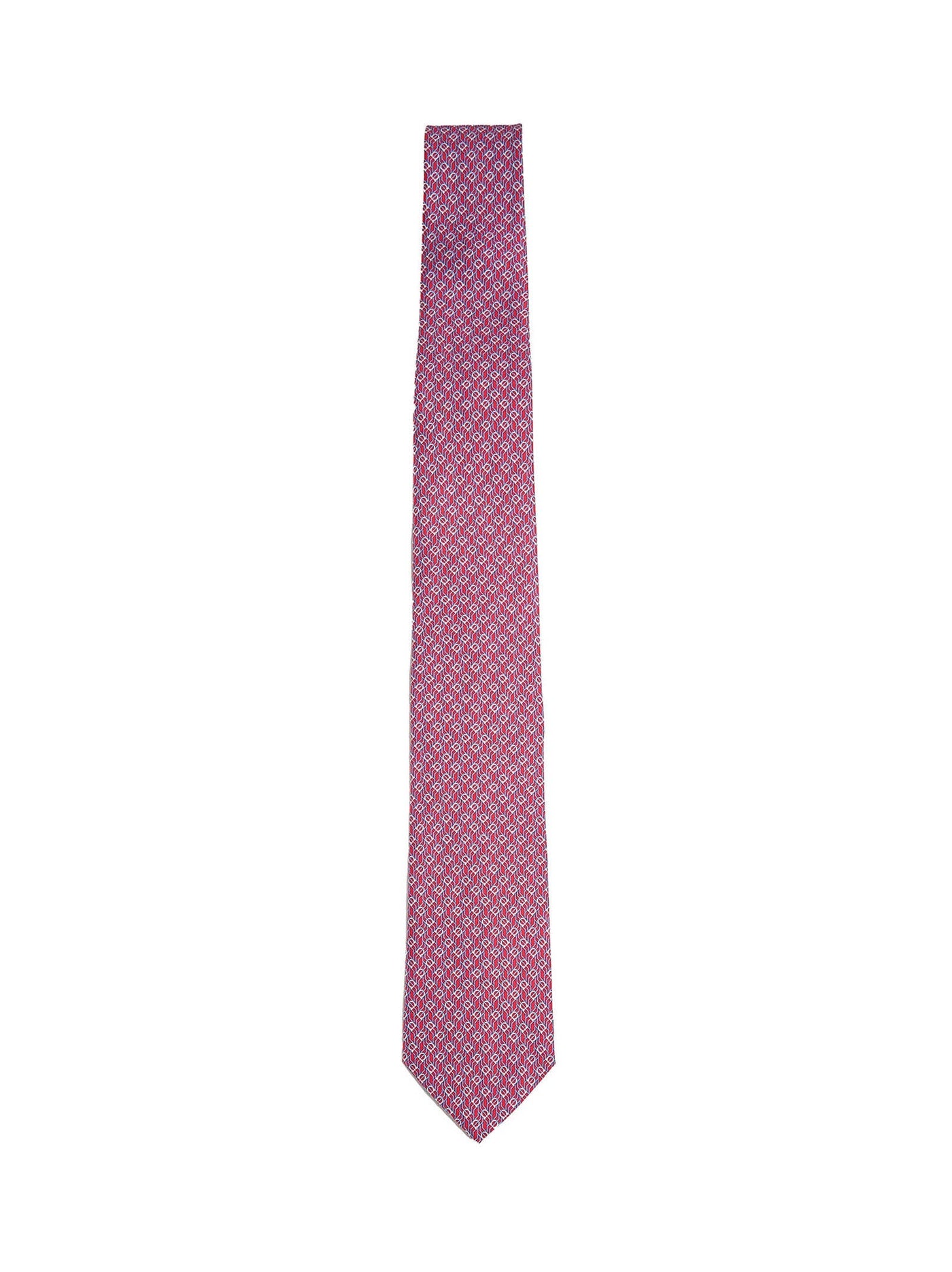 Ferragamo Tetris Print Silk Necktie — Red Neckties
