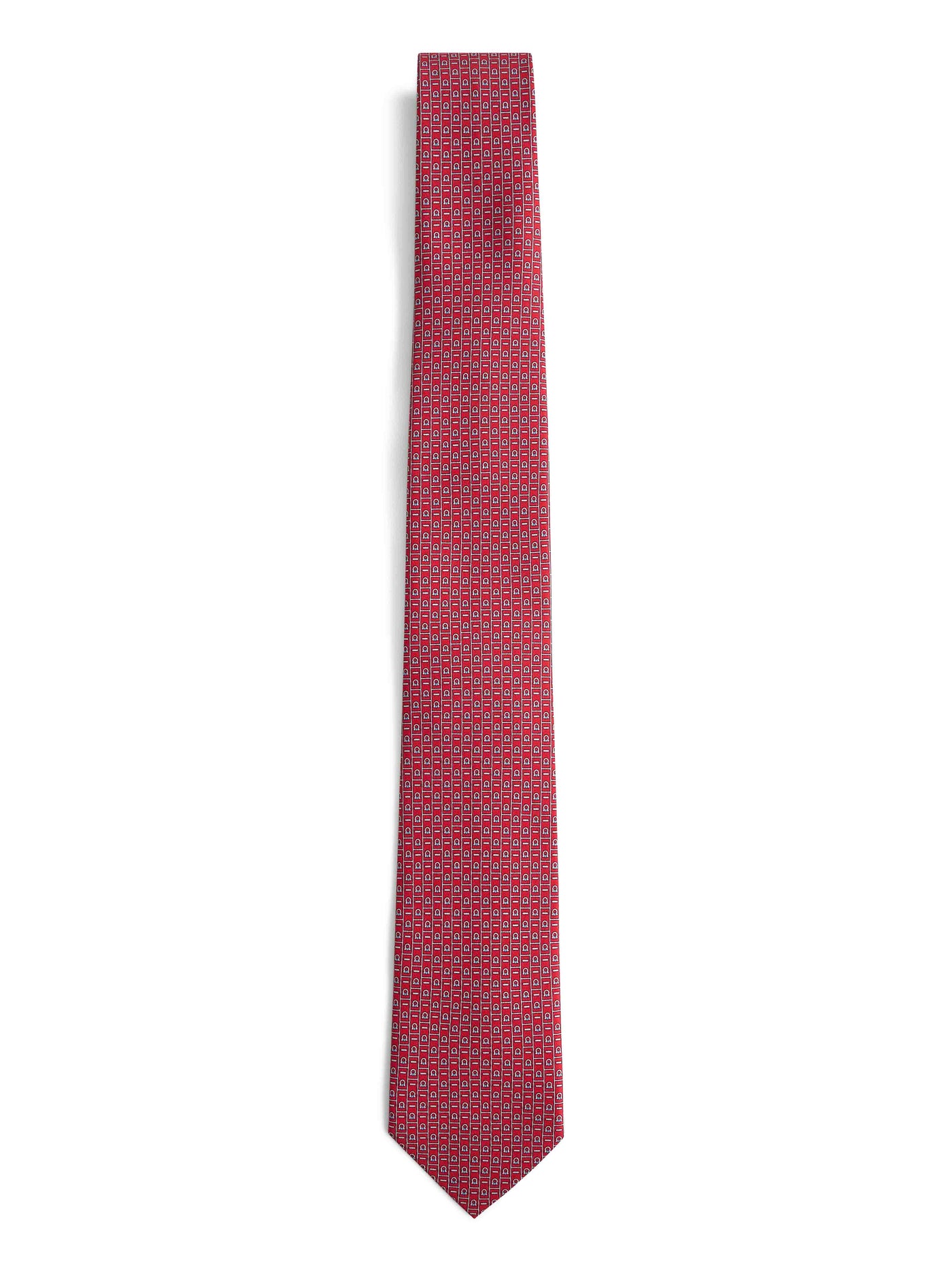 Ferragamo Gancini Monogram Silk Necktie — Red Neckties