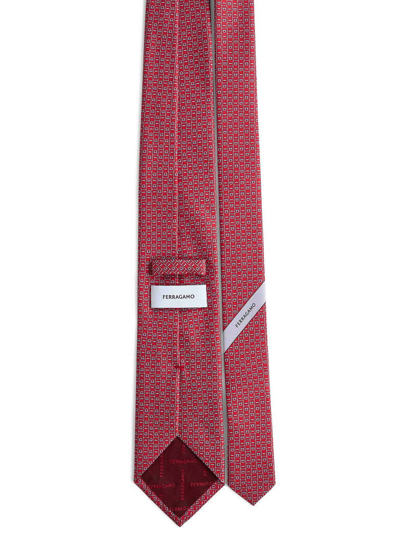 Ferragamo Gancini Monogram Silk Necktie — Red Neckties
