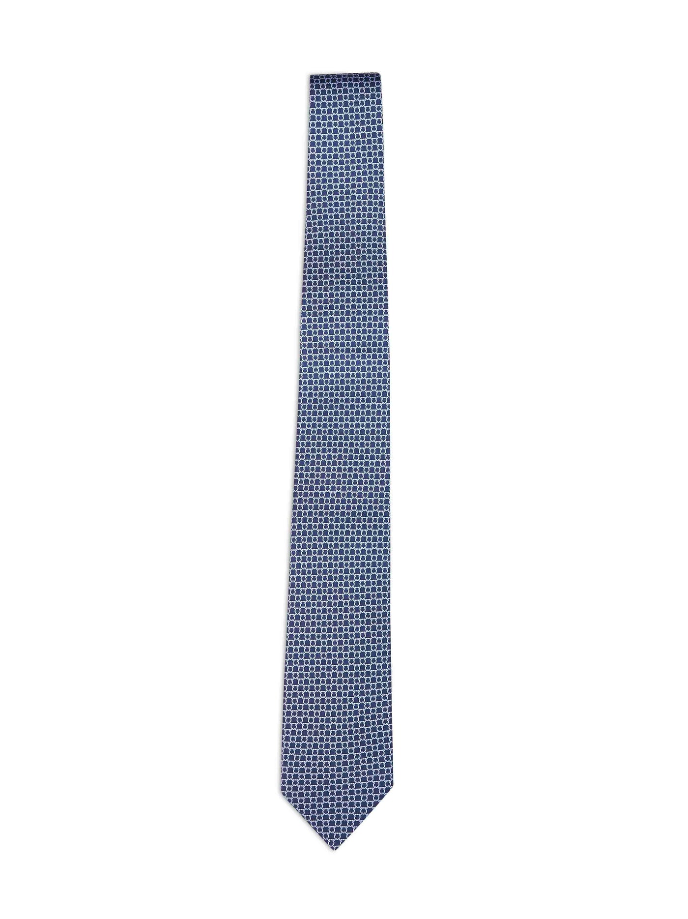 Ferragamo Gancini Jacquard Silk Necktie — Blue Neckties