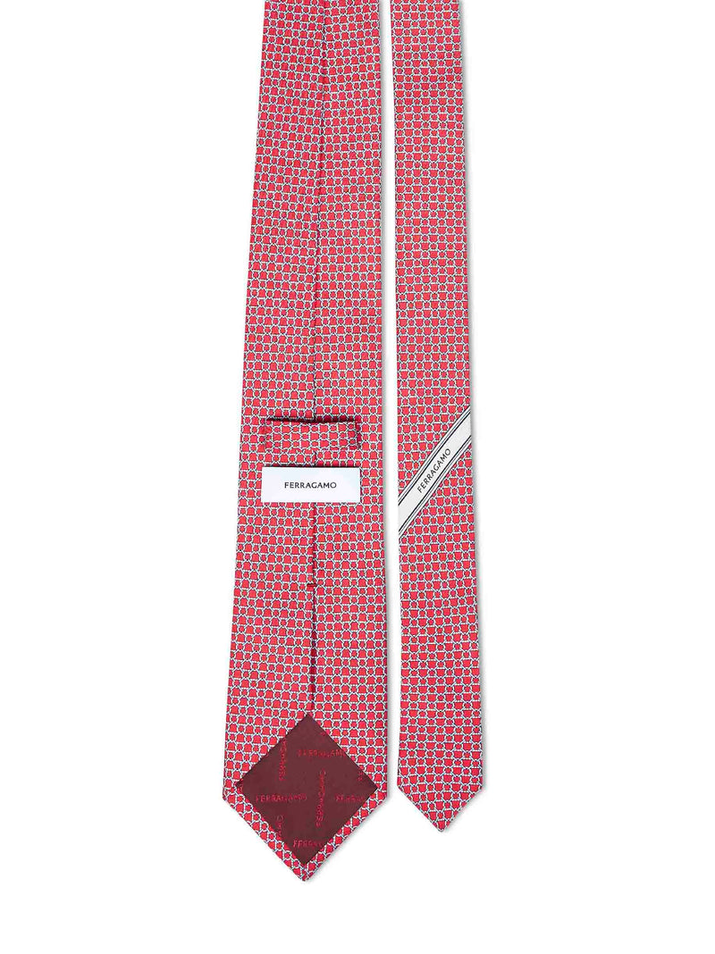 Ferragamo Silk Twill Gancini Necktie — Red Neckties