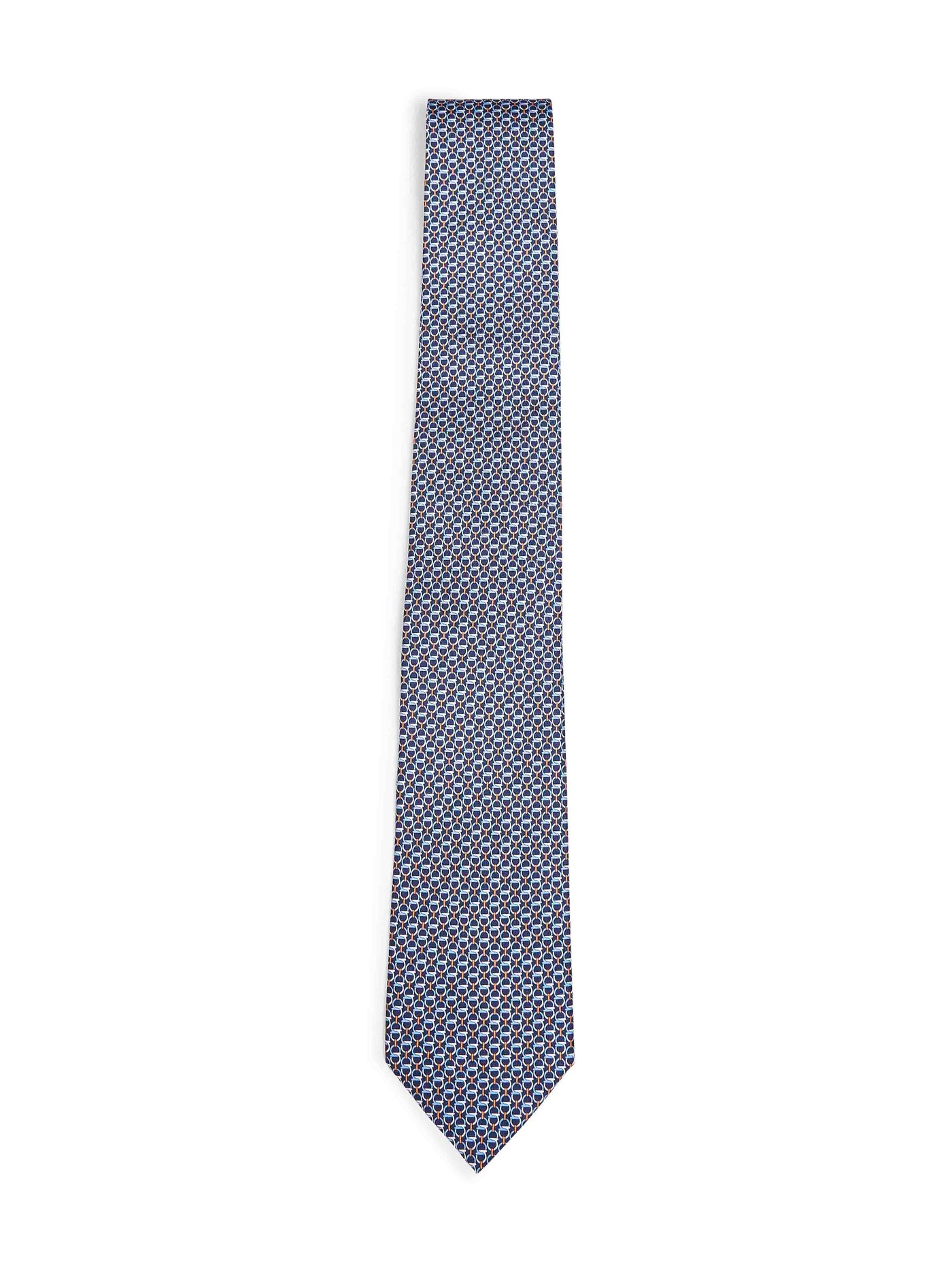 Ferragamo Gancini Silk Jacquard Necktie — Navy Neckties