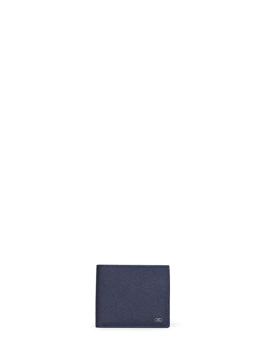Ferragamo Gancini Wallet — Navy Calf Leather & Cardholders