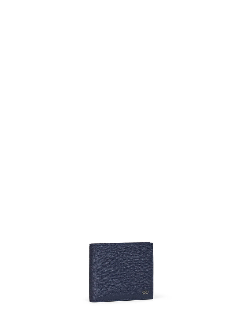 Ferragamo Gancini Wallet — Navy Calf Leather & Cardholders