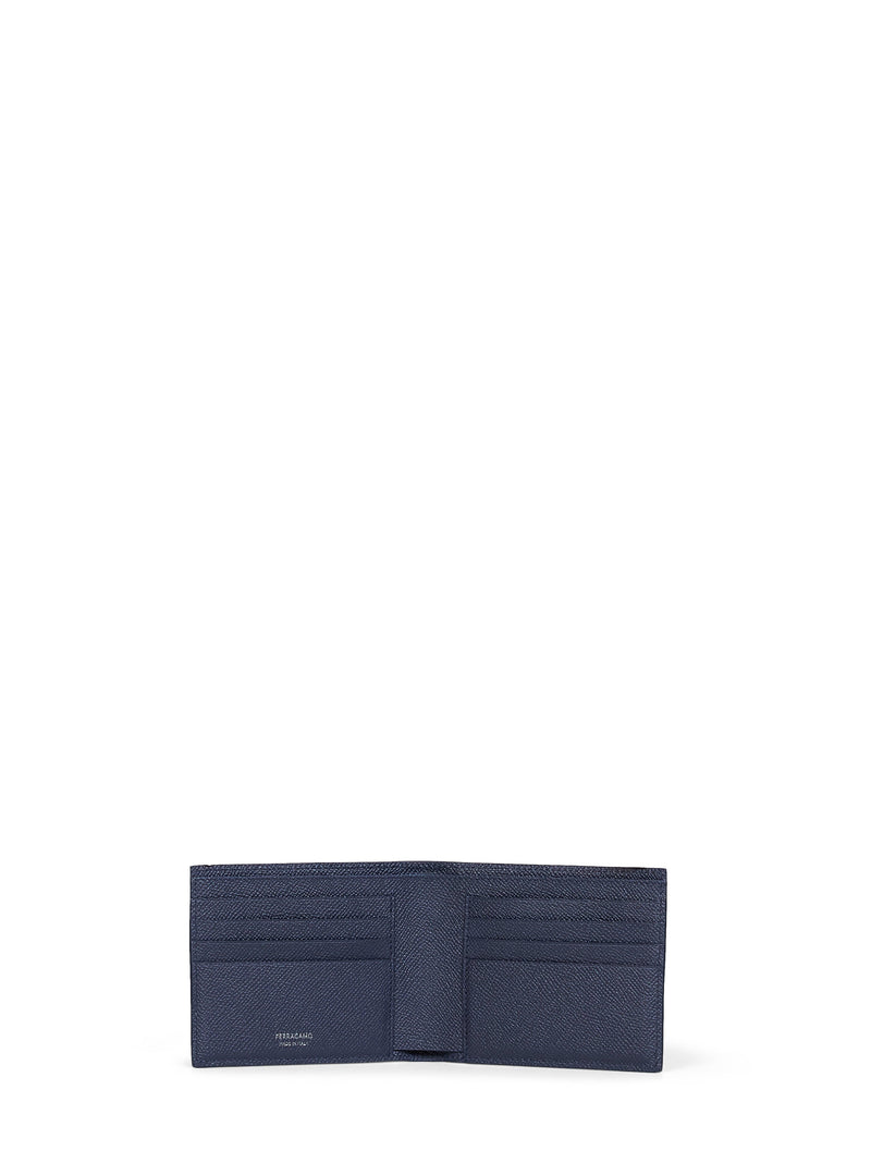 Ferragamo Gancini Wallet — Navy Calf Leather & Cardholders