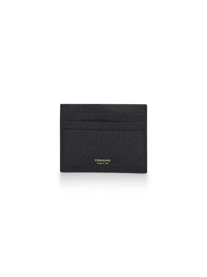 Ferragamo Gancini Card Case — Black Calf Leather Wallets & Cardholders
