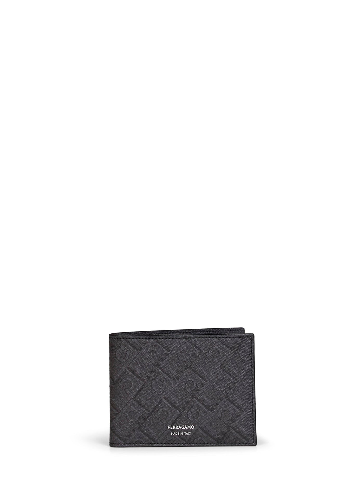 Ferragamo Monogram Coated Fabric Wallet — Gray Polyurethane