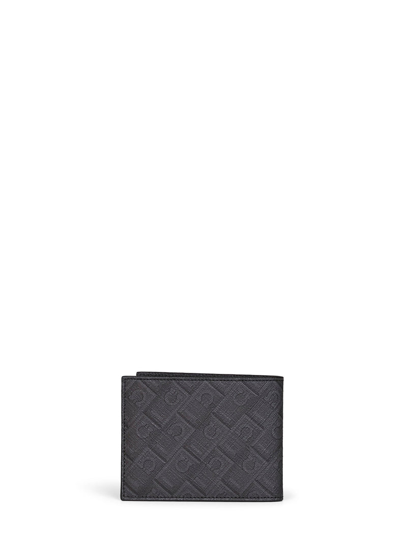 Ferragamo Monogram Coated Fabric Wallet — Gray Polyurethane