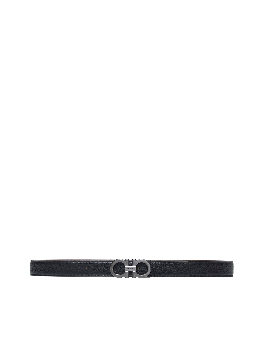Ferragamo Gancini Belt — Black Calf Leather