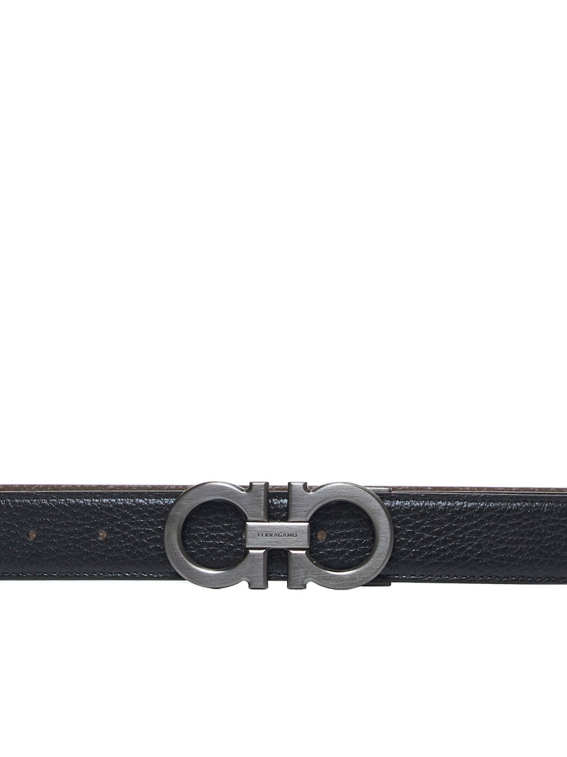 Ferragamo Gancini Belt — Black Calf Leather