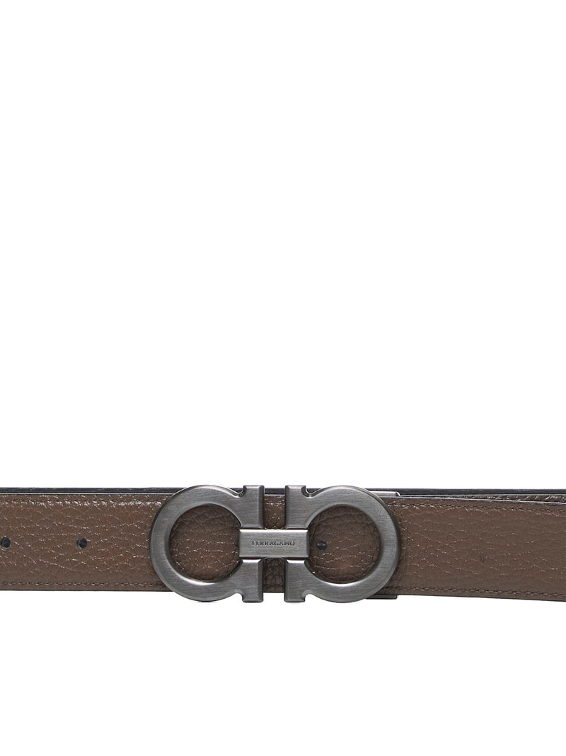 Ferragamo Gancini Belt — Black Calf Leather