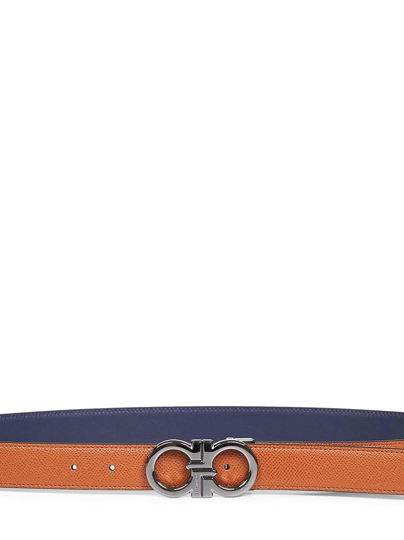 Ferragamo Reversible Gancini Buckle Belt — Brown Calf Leather