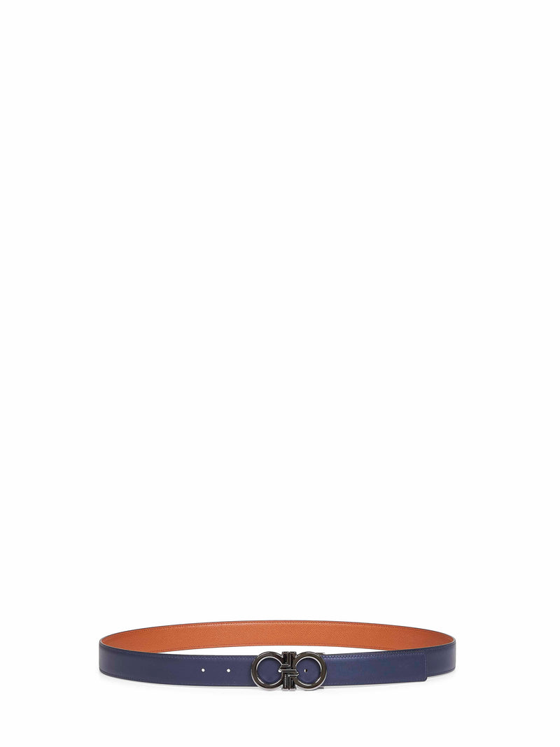 Ferragamo Reversible Gancini Buckle Belt — Brown Calf Leather