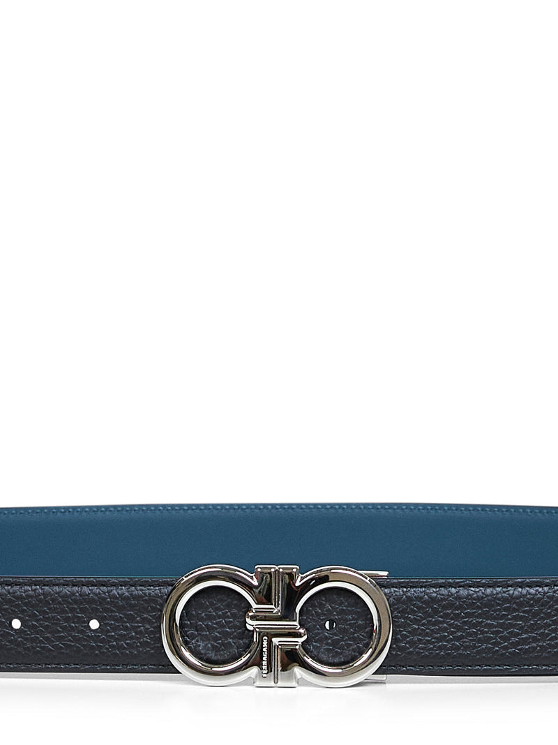 Ferragamo Gancini Belt — Black Calf Leather