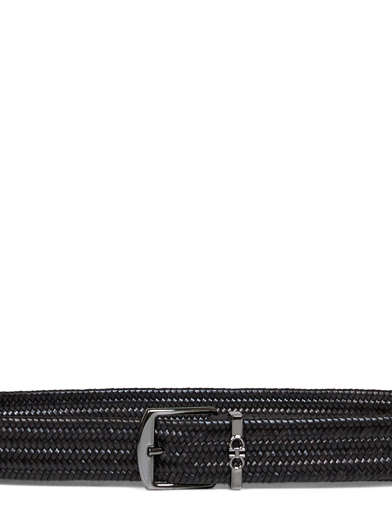 Ferragamo Woven Calf-Leather Belt — Brown Calf Leather