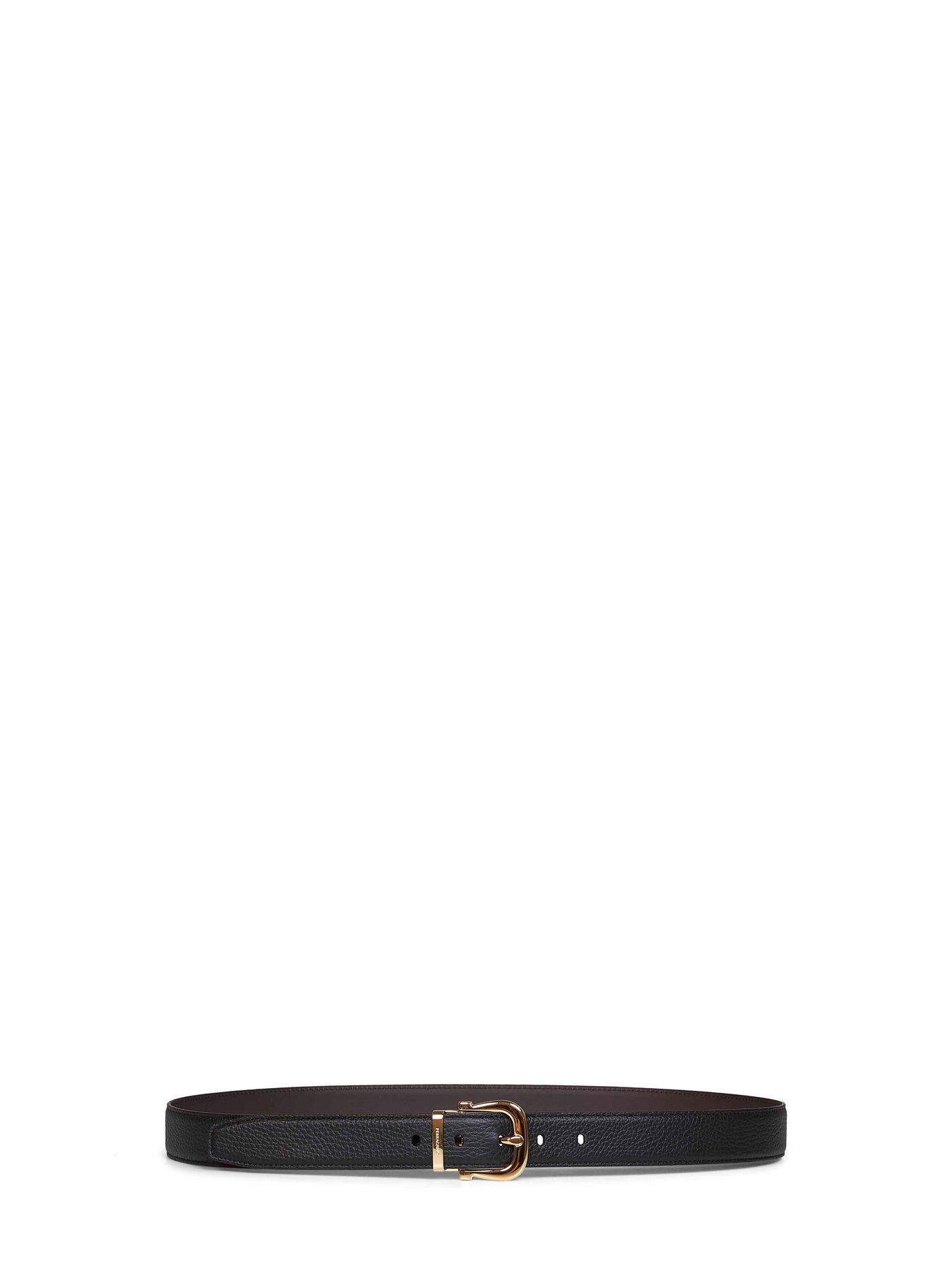Ferragamo Gancini Belt — Black Calf Leather