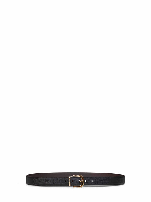 Ferragamo Gancini Belt — Black Calf Leather
