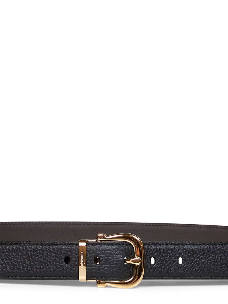 Ferragamo Gancini Belt — Black Calf Leather