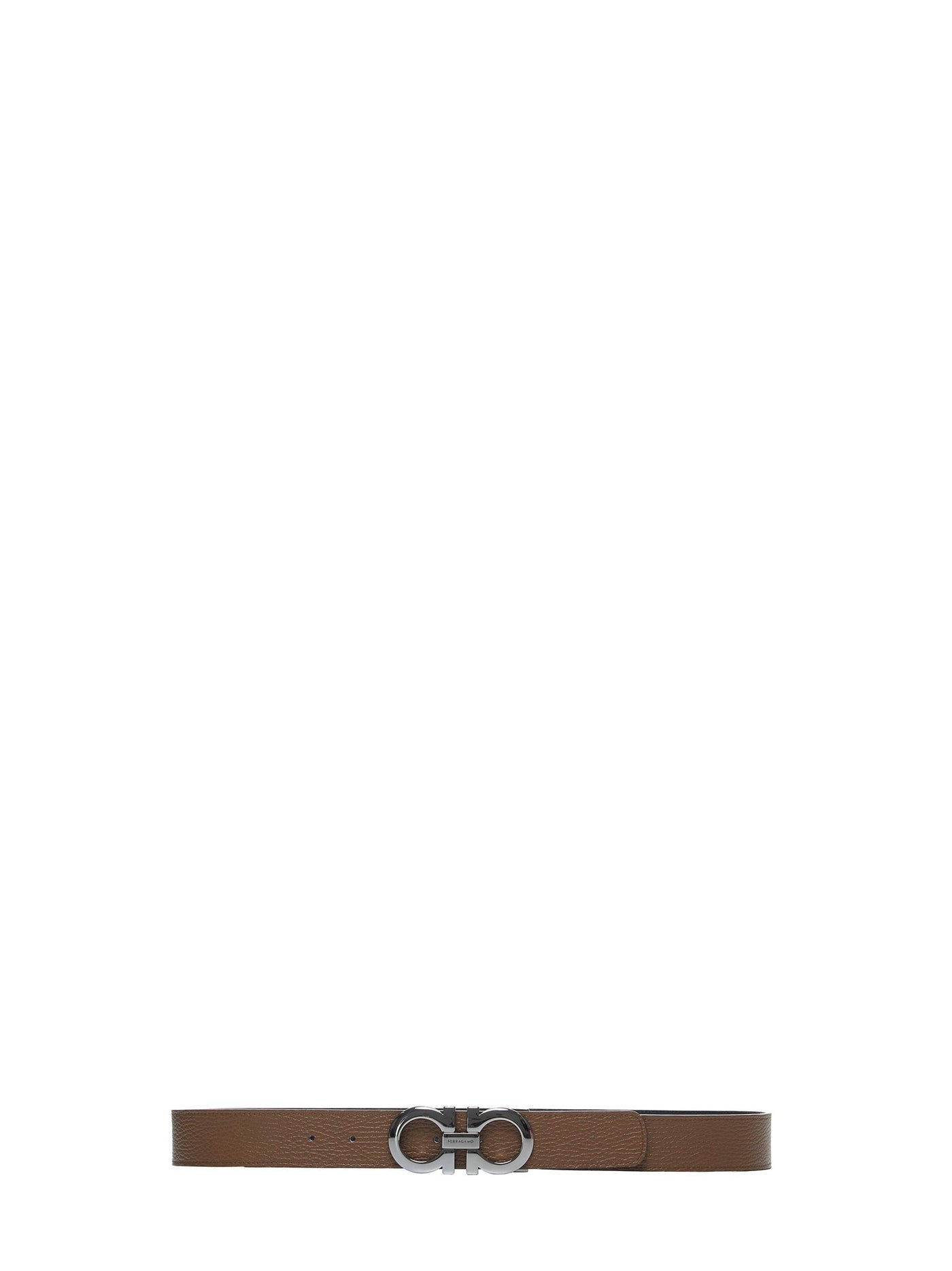 Ferragamo Gancini Buckle Calf Leather Belt — Brown