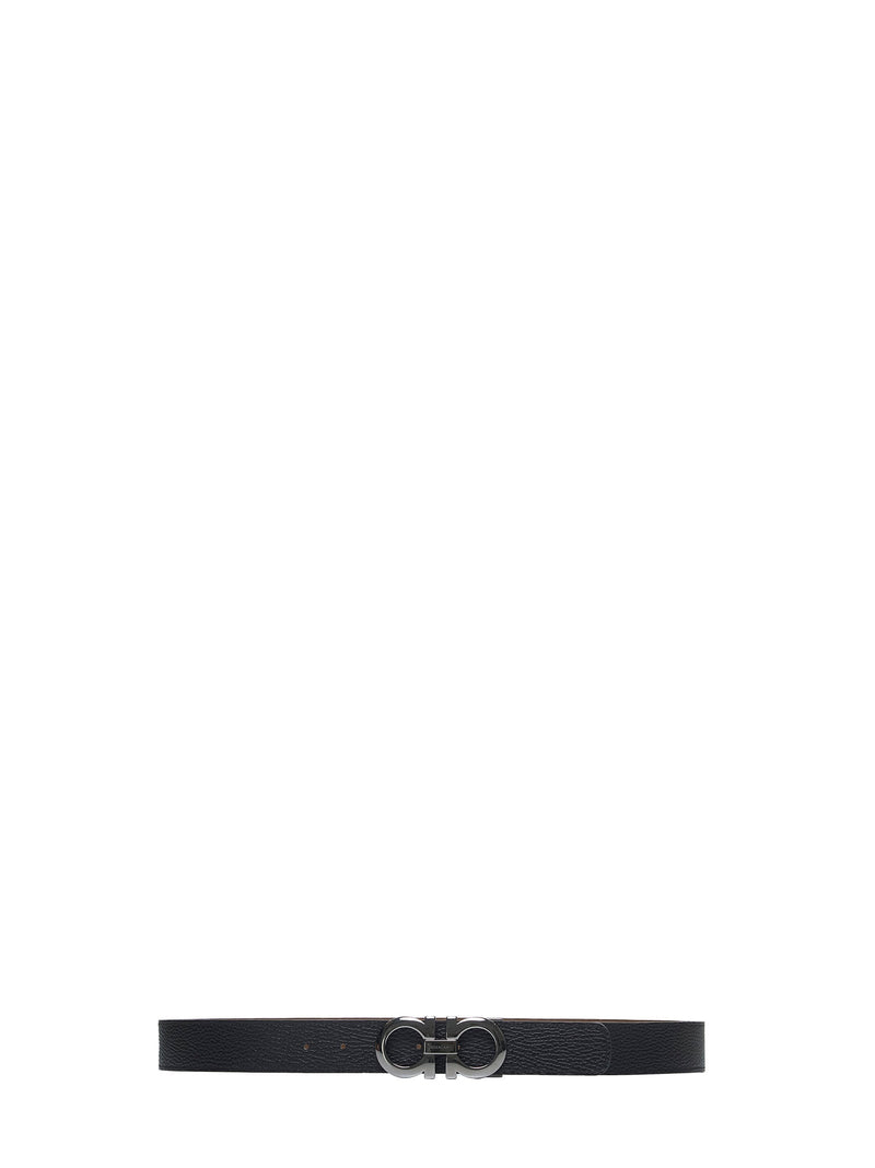 Ferragamo Gancini Buckle Calf Leather Belt — Brown