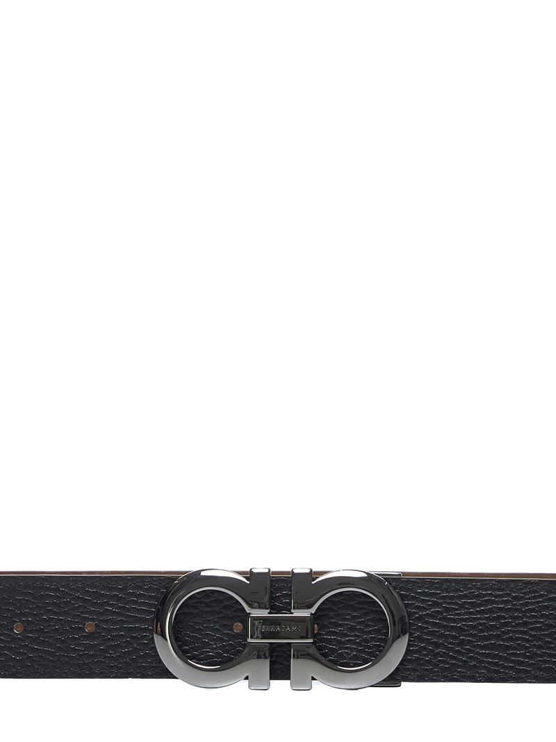 Ferragamo Gancini Buckle Calf Leather Belt — Brown