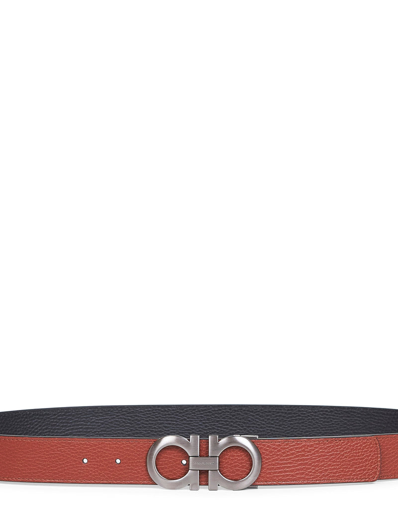 Ferragamo Reversible Gancini Belt — Brown Calf Leather