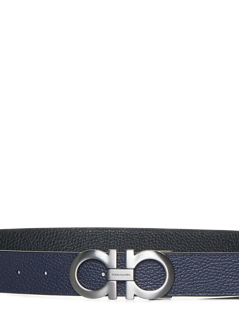 Ferragamo Gancini Belt — Black Calf Leather
