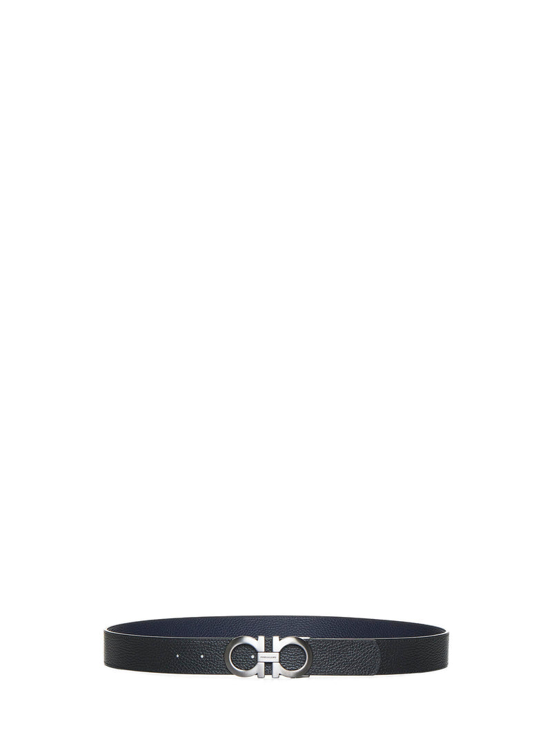 Ferragamo Gancini Belt — Black Calf Leather