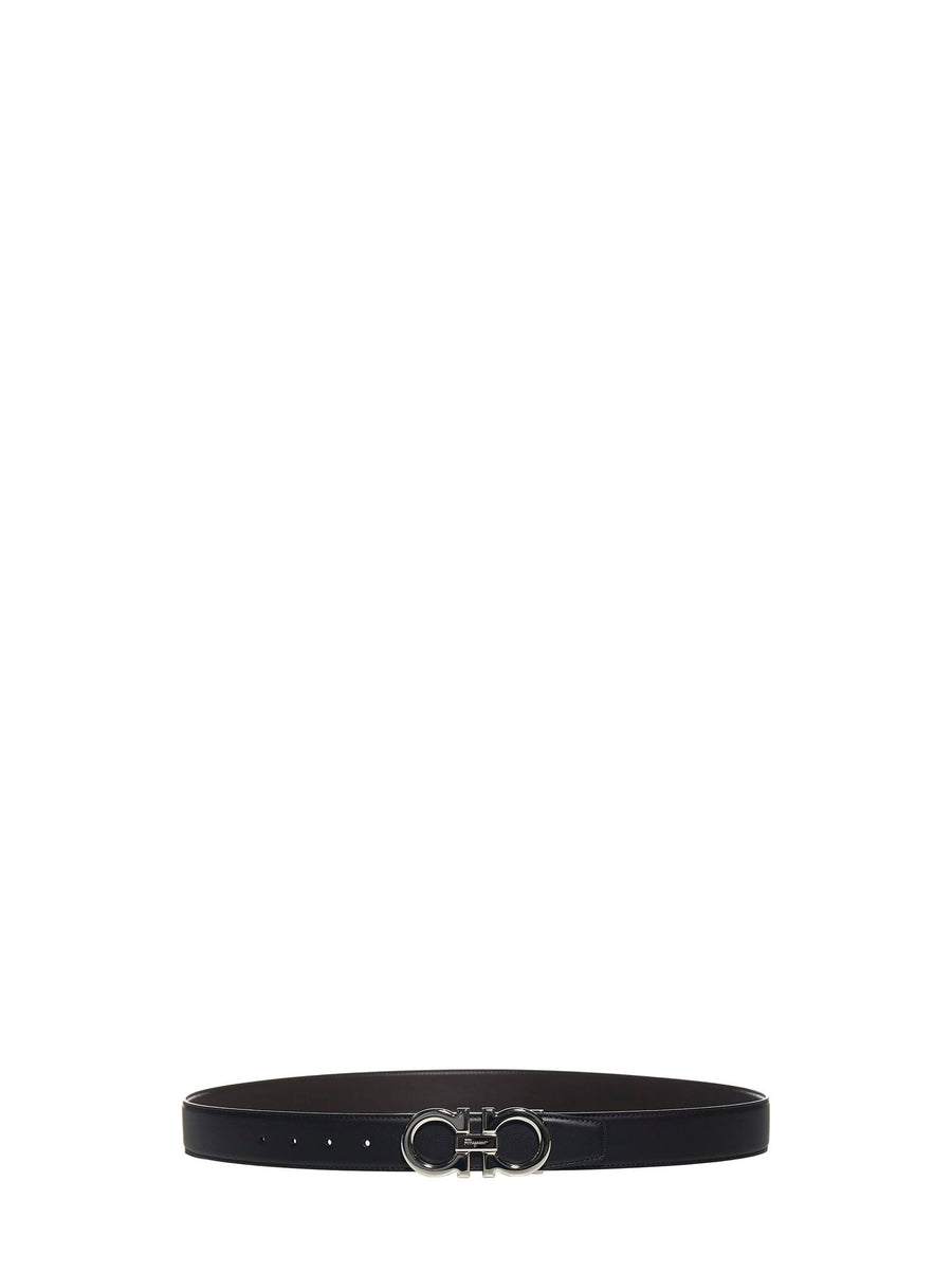 Ferragamo Gancini Belt — Black Calf Leather