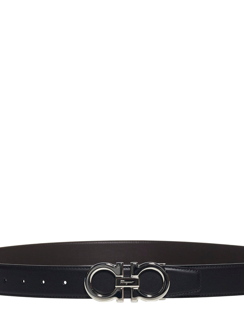 Ferragamo Gancini Belt — Black Calf Leather