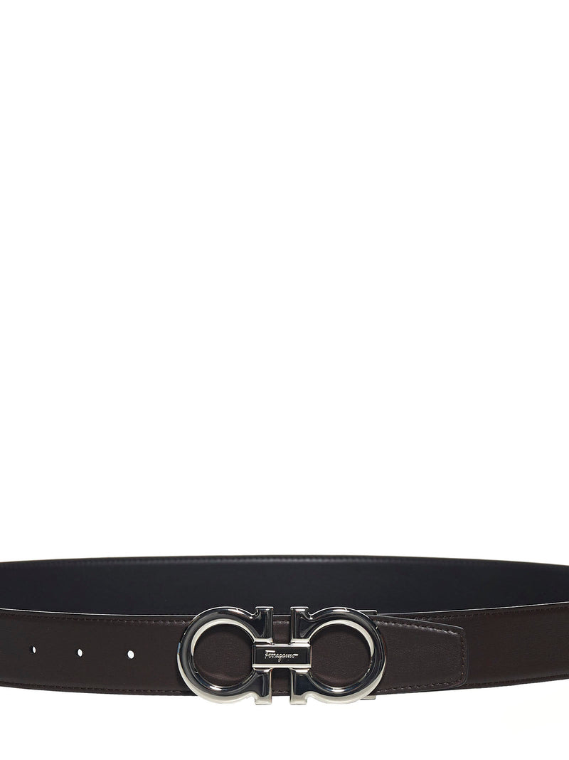 Ferragamo Gancini Belt — Black Calf Leather