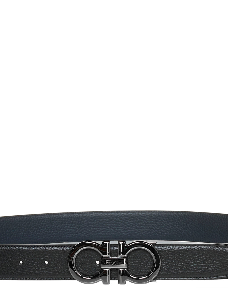 Ferragamo Reversible Calf Leather Belt — Black