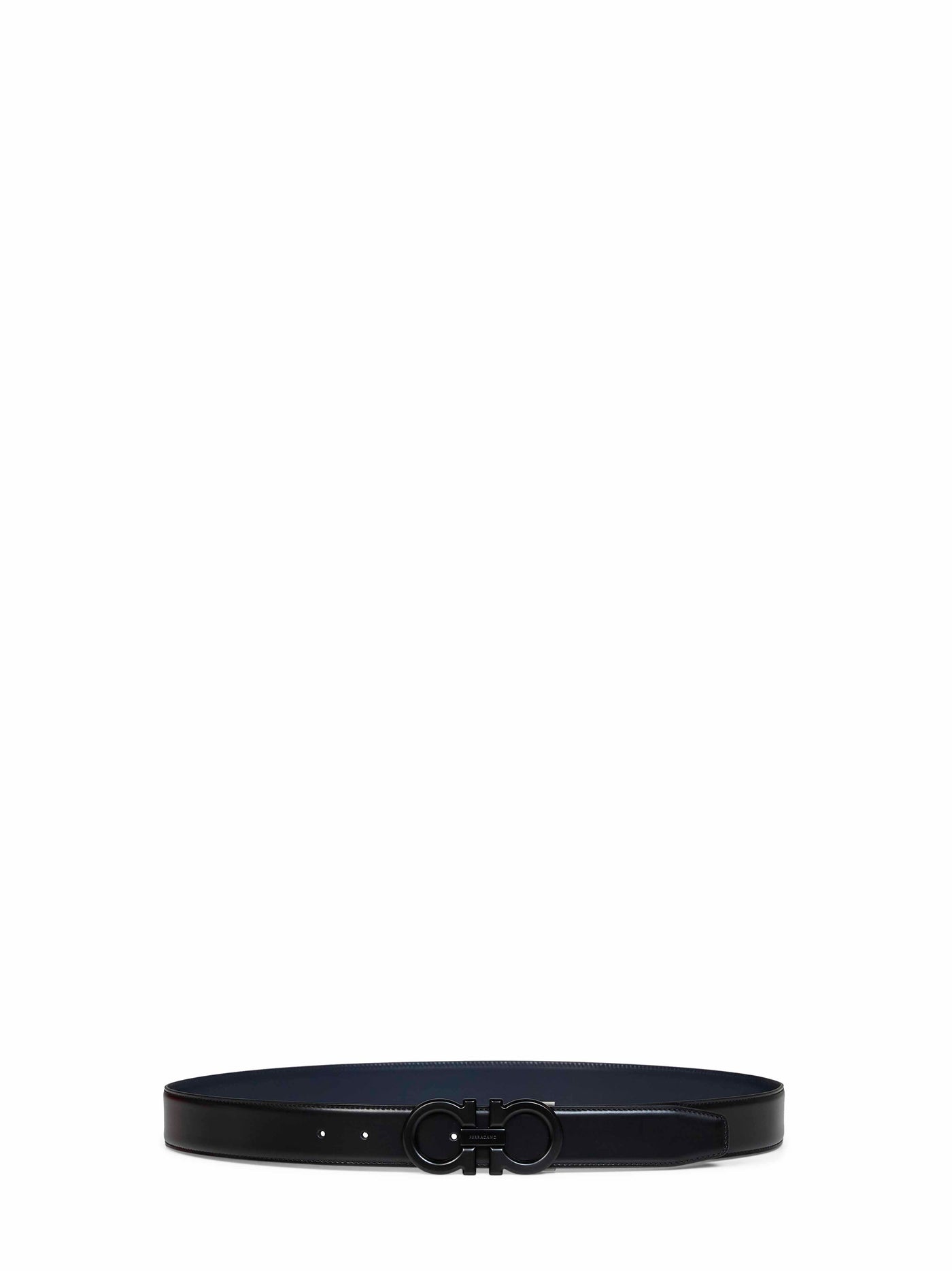 Ferragamo Reversible Two-Tone Calfskin Belt — Black Calf Leather